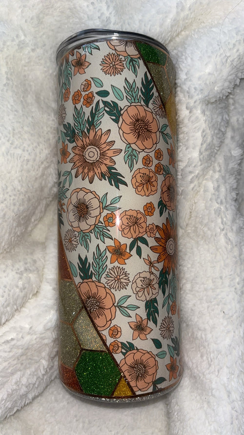20 oz epoxy tumbler flower honeycomb design