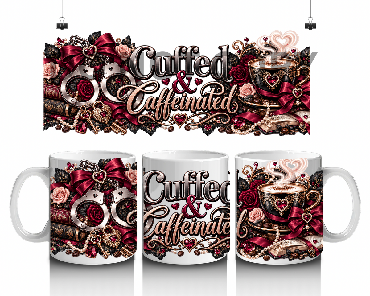 15 oz coffee mug cuffed and caffeinated