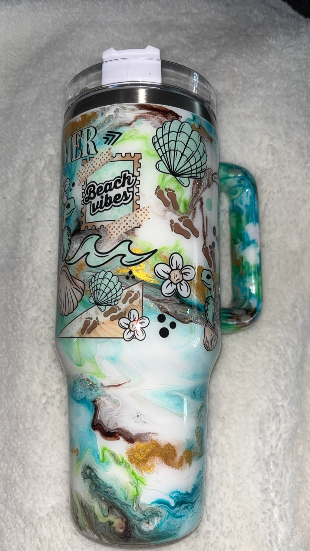 40 oz epoxy tumbler beach themed