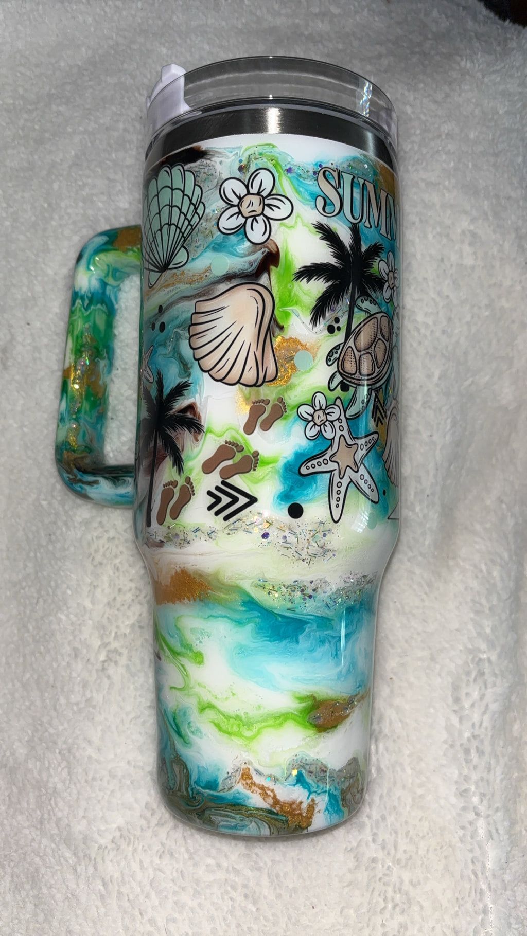 40 oz epoxy tumbler beach themed