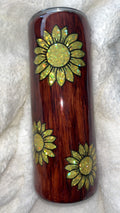 20 oz epoxy tumbler wood grain sunflower